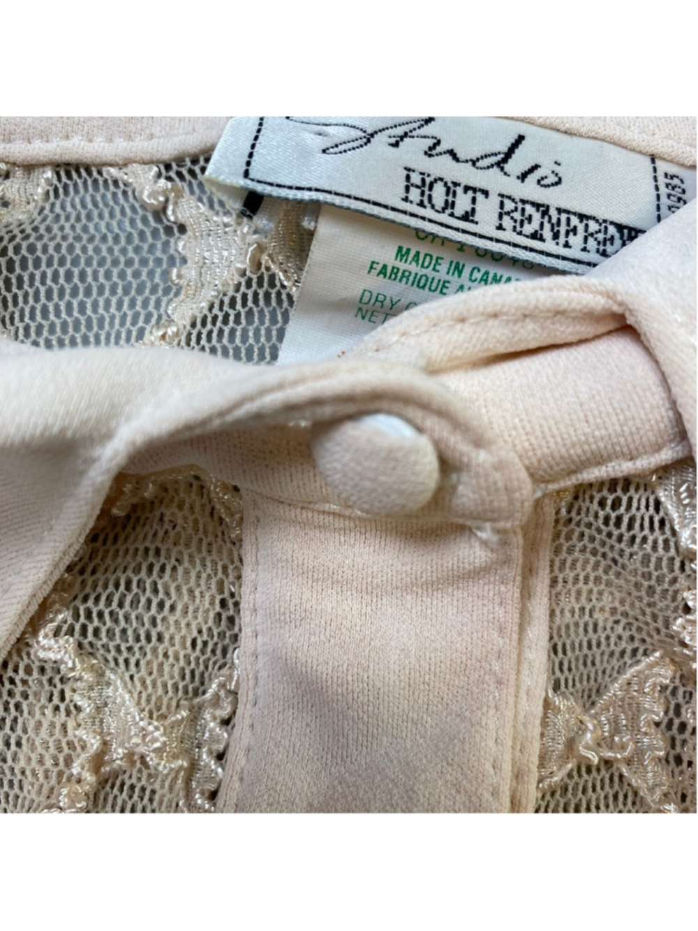Vintage Holt Renfrew Lace Blouse Medium Beige Y2K Coquette Boho Chic Sheer Layer - Picture 10 of 11